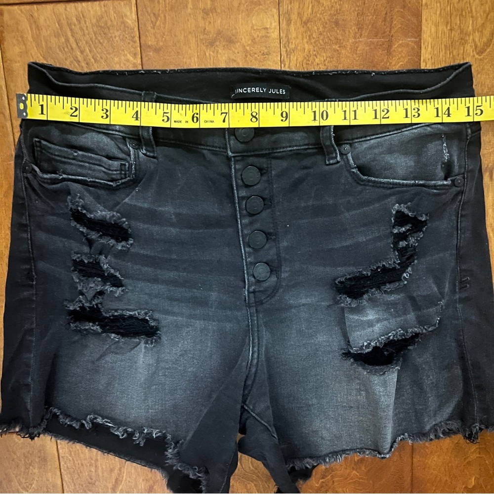 Sincerely Jules Distressed Jean Shorts Size 9 Black Whimsygoth 90’s Casual - Picture 6 of 8